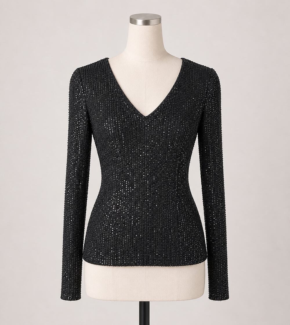 Ralph Ralph Lauren | Beaded Black Long Sleeve Top Sparkly
